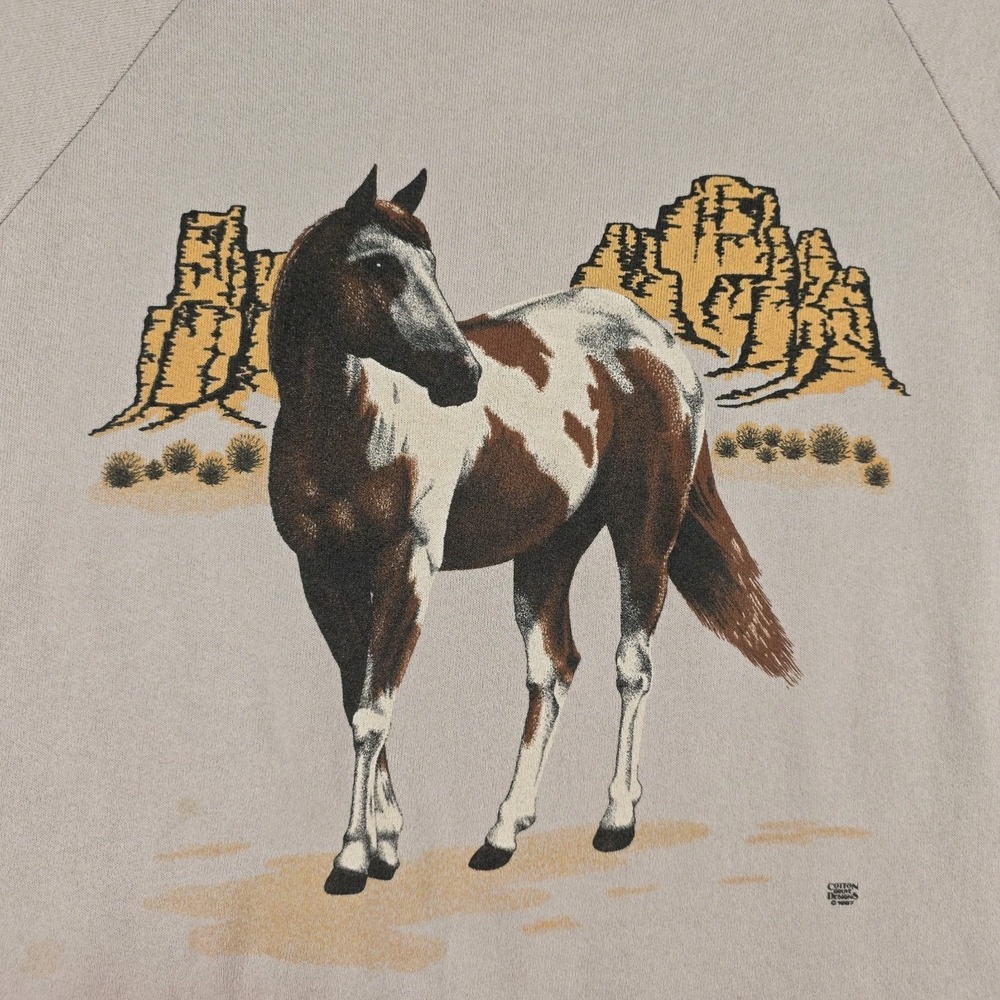 80's Vintage Jerzees Equestrian Horse Desert Scene Sweatshirt Sz Large USA Made - Picture 2 of 10